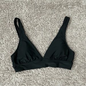 Aerie Plunge Longline Triangle Bikini Top - Black Medium